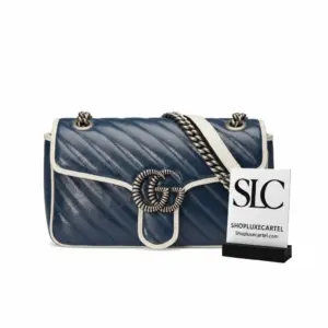 Quilted Chevron Matelassé Small Shoulder Bag in Blue 443497