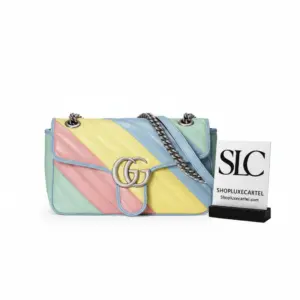 Quilted Chevron Small Shoulder Bag in Pastel Rainbow 443497
