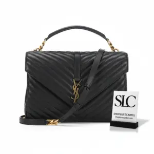 Quilted Chevron Top Handle Large College Satchel Black 392738