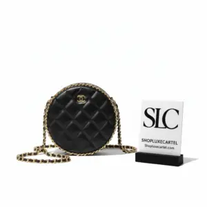 Quilted Circular Evening Bag with Crossbody Chain Strap A70657