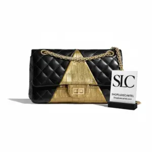 Quilted Crocodile Embossed Lambskin 2.55 Flap Handbag A37586