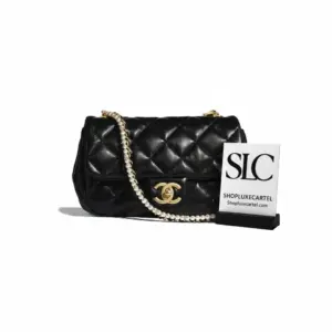 Quilted Crystal Pearls Embellished Chain Flap Shoulder Bag AS2210