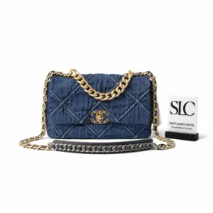 Quilted Denim 19 Large Flap Shoulder Bag AS1161