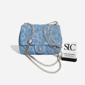 Quilted Denim Heart Crush Chain Flap Shoulder Bag AS3829