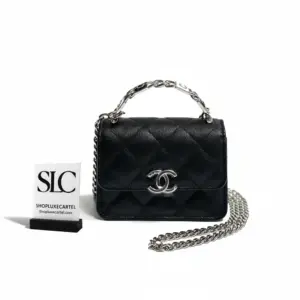 Quilted Enamel Handle Clutch with Chain Strap AP2758