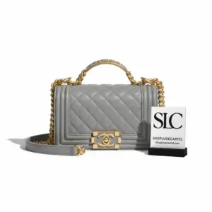 Quilted Flap Bag With Top Handle Grained Calfskin A94805