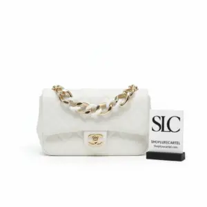 Quilted Flap Shoulder Bag with Large Bi-Color Chain AS1353