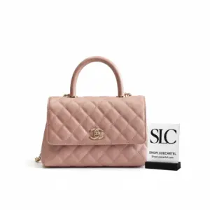 Quilted Grained Calfskin Mini Flap Top Handle Bag 99003