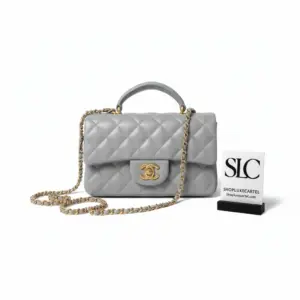 Quilted Iridescent Lambskin Mini Flap Top Handle Bag AS2431