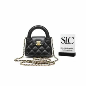 Quilted Kelly Top Handle Clutch in Shiny Aged Calfskin AP3435
