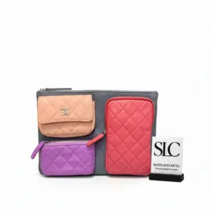 Quilted Lambskin Leather Case with Stylish Accessories AP1054