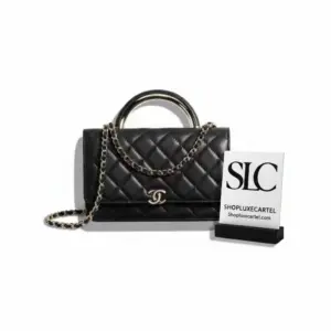 Quilted Lambskin Wallet On Chain Top Handle Bag Black AP2844