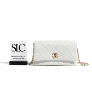 Quilted Leather Flap Bag with Wide Logo Strap AS2300