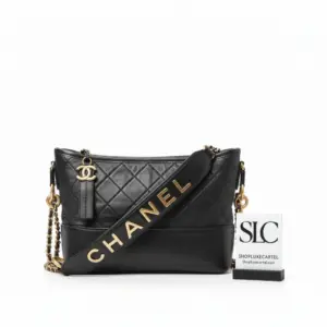 Quilted Leather Hobo Shoulder Bag with Chain Strap AS1582