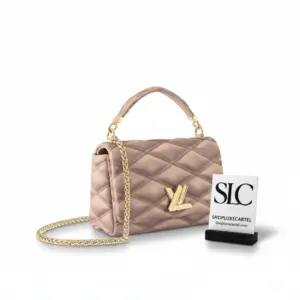 Quilted Malletage GO-14 MM Shoulder Bag Beige Pink M23568