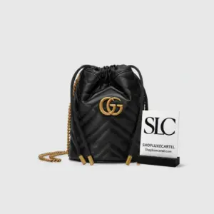 Quilted Matelassé Leather Mini Drawstring Bucket Bag 575163