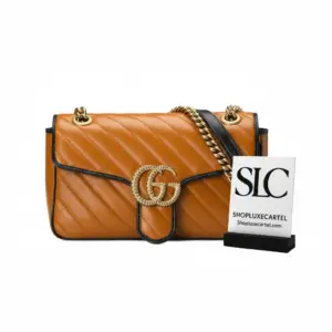 Quilted Matelassé Small Flap Shoulder Bag Cognac 443497