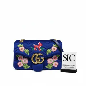 Quilted Matelassé Velvet Small Shoulder Bag in Blue 443496