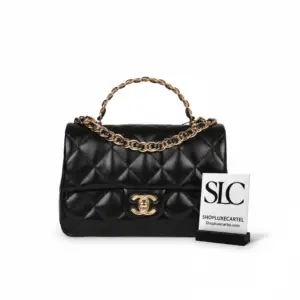 Quilted Mini Flap Shoulder Bag with Metal Top Handle AS2431