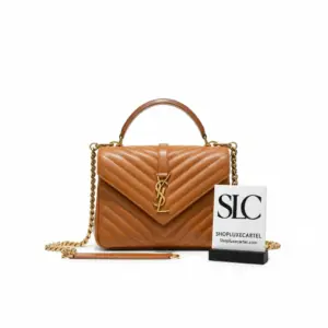 Quilted Monogram College Satchel Bag with Wooden Handle 500839