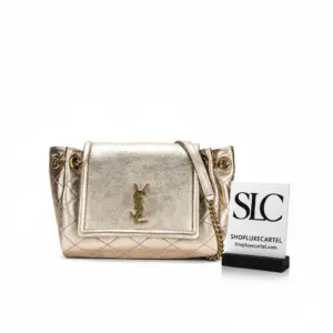 Quilted Nolita Mini Leather Shoulder Bag in Champagne Gold 672738