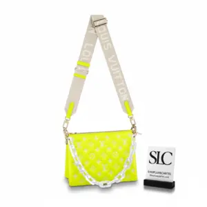 Quilted Puffy Coussin PM Shoulder Bag in Fluo Yellow M20843