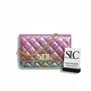 Quilted Rainbow Reissue 2.55 Flap Wallet on Chain A70328