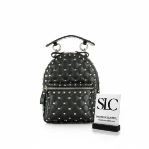 Quilted Rockstud Spike Mini Leather Backpack Bag 0630J