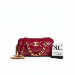 Quilted Shiny Lambskin Small Top Handle Bowling Bag AS1899