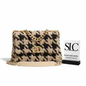 Quilted Tweed Maxi Flap Shoulder Bag with Chain Strap AS1160