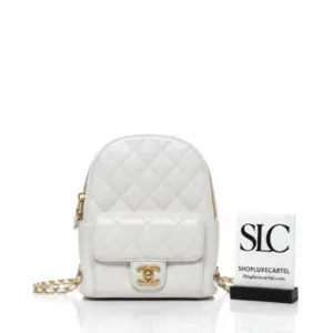 Quilted Waxy Calfskin Leather Day Travel Backpack Bag AS8866