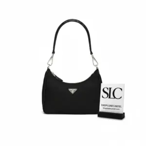 Re-Nylon and Crocodile Leather Hobo Shoulder Bag 1BC204