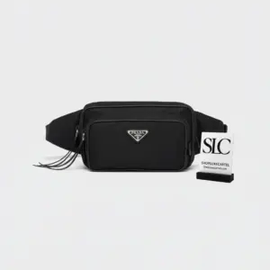 Recycled Fabric Triangle Plaque Convertible Belt Bag 1BL010