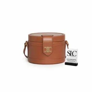 Round Drum-Shaped Crossbody Bag in Smooth Calfskin 195192