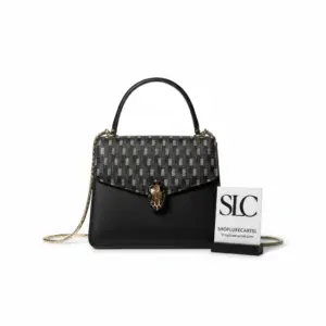 Serpent Motif Crystal Crossbody Top Handle Bag in Galuchat 284537