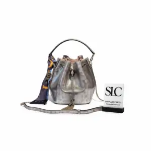 Serpenti Forever Bucket Bag in Pink Karung Leather 289281