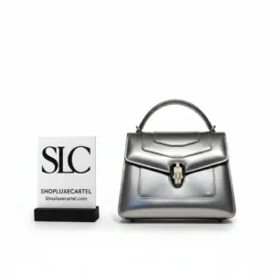 Serpenti Forever Crossbody Top Handle Bag Silver Brushed Metallic 284537