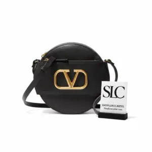 Signature V Monogram Leather Round Crossbody Shoulder Bag A0088