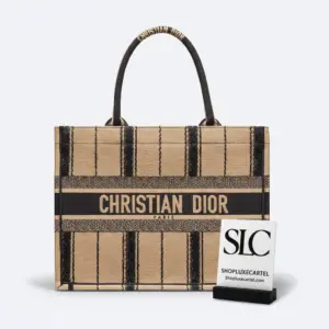 Small Bayadère Striped Embroidered Canvas Book Tote M1296