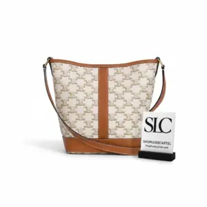 Small Bucket Shoulder Bag in Monogram Canvas and Calfskin 191442
