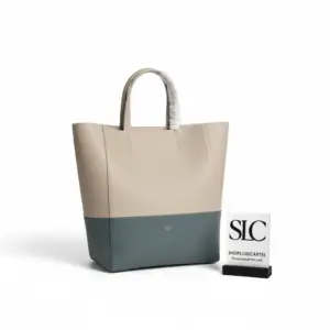 Small Cabas Two-Tone Shopper in Grained Calfskin 189813