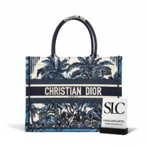 Small Canvas Book Tote with Blue Palms Embroidery M1296