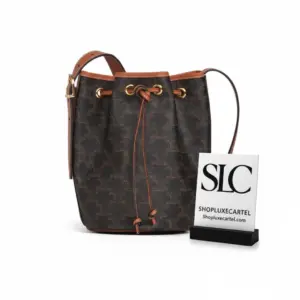 Small Drawstring Bucket Bag in Archival Print Canvas 191142