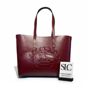 Small Embossed Crest Leather Top Handle Tote Bag 40802081