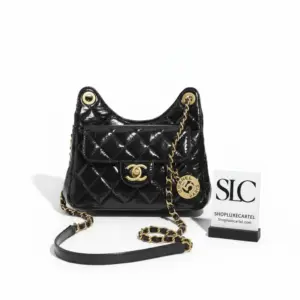 Small Hobo Shoulder Bag in Shiny Crumpled Calfskin AS3710