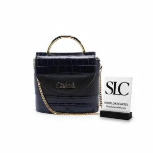 Small Lock Top Handle Chain Bag with Croco Effect S1220