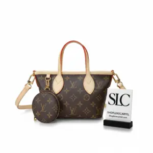 Small Monogram Canvas Tote Bag with Natural Shoulder Strap