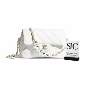Small Quilted Flap Bag with Faux Pearl Strap AS1436