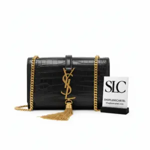 Small Tassel Chain Crossbody Bag in Crocodile Leather 354120