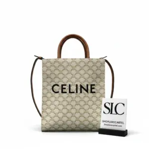 Small Vertical Cabas Tote Bag in White Monogram Canvas 191542